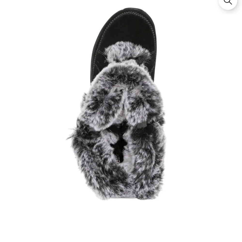 Aetrex Black Faux-Fur Lace-Up Winter Boots